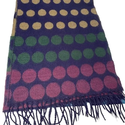 100% Cashmere Scotland Polka Dot Stripes Scarf - Image 1 of 4