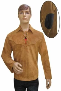 Camisa Pullover Hombre Montaña Cuero Gamuza Claro Marrón COÑAC Occidental PLS501 - Imagen 1 de 4
