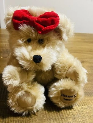 Urso de pelúcia vintage Hershey's com arco 2002 brinquedo de bicho de pelúcia 8"  - Imagem 1 de 4