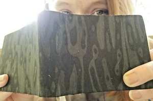 BLACK CATS EYE WOOD Wallet bi-Fold Men Bill fold Slim ERGO UNIQUE NEW Authentic - Picture 1 of 12