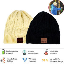Women Men Hat Warm Beanie Skiing Cap Winter Knitted Hat with Bluetooth Headset