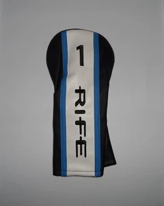 Cubierta de cabeza de conductor de palo de golf Rife 1 #1 negra azul blanca *NUEVA SIN ETIQUETAS* - Imagen 1 de 5