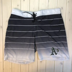 Oakland A’s MLB Men’s Swim Shorts Trunks Size 2XL Horizontal Stripes Preowned - Picture 1 of 9