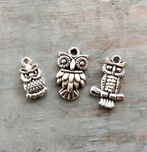 Surtido Búho Plata Pequeño 3 Dijes Pájaro Cuentas Mezcla Artesanía Aleatorio Lote Conjunto - Imagen 1 de 1