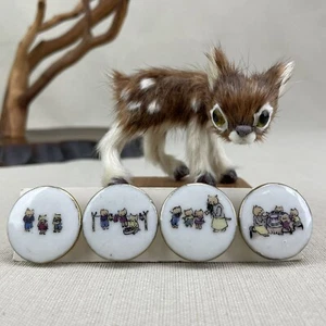 Lois Calkins "Three Little Kittens" Vintage Set of 4 Ceramic Buttons - Picture 1 of 9