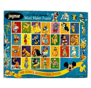 Puzzle educativo prescolare vintage anni 60 Jaymar Walt Disney Word Maker - Foto 1 di 7