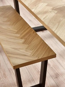 1 Hilton Bench Oak Veneer & Black Classic and Minimalistic Design - Picture 1 of 6