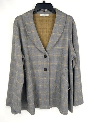Brynn Walker Womens Lagenlook Blazer Size XXL Plaid Abstract Pockets - Image 1 of 4