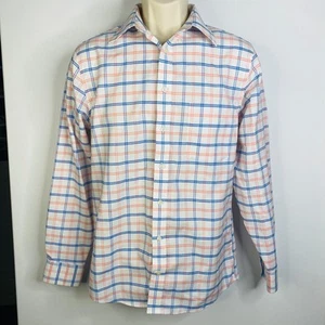 Camisa Stafford Hombre 14.5 32-34 Cuadros Rosa Azul Sin Arrugas Oxford Ajuste Regular Botón - Imagen 1 de 1