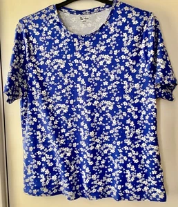 TU WOMAN SIZE 20 SLIM FIT COTTON T SHIRT. BLUE/WHITE. EXCELLENT CONDITION. - Picture 1 of 4