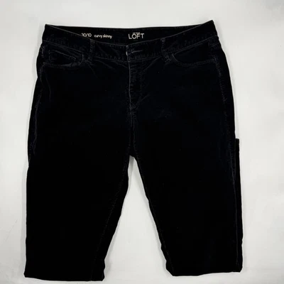 Pantalones ajustados con curvas para mujer Ann Taylor LOFT talla 10 pantalones elásticos de pana negros Foto 1 de 4