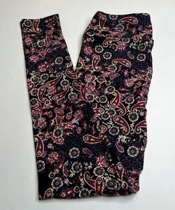 NEW LuLaRoe OS Leggings BLUE MAGENTA PEACH CREAM Line PAISLEY Flower Geometric - Picture 1 of 4