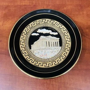 Hand Made In Greece 24K Gold Greek Colosseum Parthenon Acropolis Wall Deco Plate - Picture 1 of 6