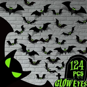 Decoraciones de Halloween - Murciélagos Decoración de Pared Halloween 124 Piezas - Murciélagos Ojos Brillantes - Imagen 1 de 5