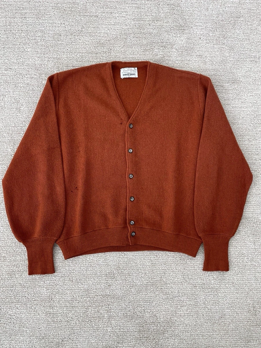 USA製 50s~60s Vintage Alpaca Cardigan Alpaca Striped Golf Cardigan with Pockets ~ Vintage 1950-60's