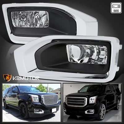 Fits 2015-2018 GMC Yukon XL Clear Bumper Fog Lights Driving Lamps+Bezels+Wiring Foto 1 de 4