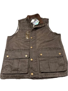 Neu Mountain and Isles gewachste Baumwolle Weste Herren groß braun Reißverschluss Flanell gefüttert - Bild 1 von 14