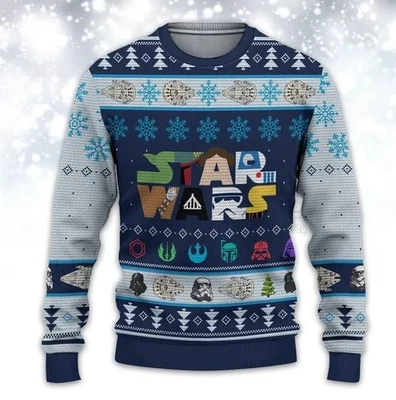 Christmas Star Wars Ugly Sweater, Baby Yoda Ugly Christmas Sweater - Image 1 of 4