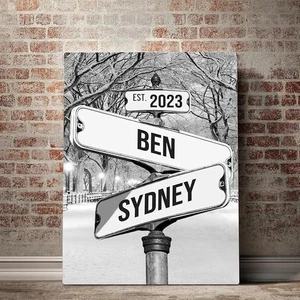 Personalized Snow Road Street Sign Wedding Gift Engagement Gift Cross Road Sign - Picture 1 of 6
