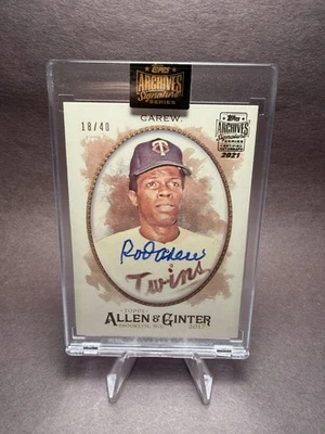 Rod Carew 2021 Topps Archives Signature Series Auto /40 Minnesota Twins - Image 1 of 2