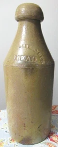 McKinney's Mead Philadelphia Quart Salt Glazed Stoneware Beer Bottle Larg Letter - Picture 1 of 13