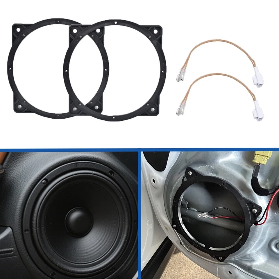 Anillo espaciador adaptador altavoz puerta delantera 6,5"-6,75" 2 piezas con arnés para Hyundai Kia Foto 1 de 4