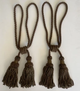 LUXURY High End Curtain Drape Drapery Tie Backs Tassel 22" Pair of 2 Brown Multi - Bild 1 von 10