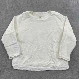 J Jill Top Womens M Oversized Ivory Long Sleeve Linen Tunic Heavyweight Pocket - Picture 1 of 12