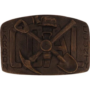 Bronze Gary Prazen Carbon County Coal Mine Miner Mining Nos Vintage Belt Buckle - Picture 1 of 5