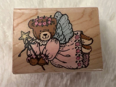 Sello de goma montado en madera de peluche de ángel Hero Arts vintage ¡NUEVO! Foto 1 de 3