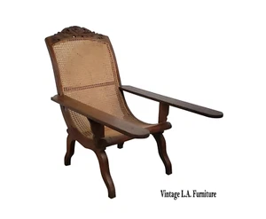 Antique Paddle Arm British Colonial Plantation Chair ~ Lounge Chair - Picture 1 of 14