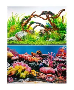 Aquarium Fish Tank Background 2 Sides 40cm High 2 to 10 FT Lengths - Picture 1 of 14