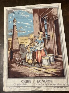 Vintage Lamont Irish Linen Towel Cries of London Milk Below Maids Victorian - Picture 1 of 11
