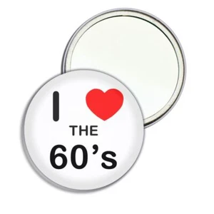 The 60's I Love Heart Round Mirror Pocket Compact (55mm or 77mm) - Picture 1 of 6
