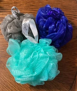Lot of 3  Bath Shower Sponge Mesh Ball Exfoliating Pouf Loofah Body Scrubber - Picture 1 of 1