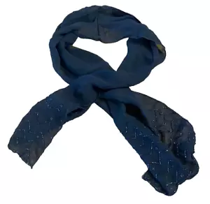 Sciarpa testa collo oblungo trasparente perline nere elegante vintage 100% rayon India - Foto 1 di 5