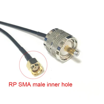 UHF PL259 male to RP SMA male plug RF adapter coax cable RG174 20cm 8" NEW - Image 1 of 4
