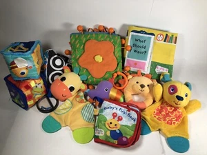 Baby Toy Lot Of 10 Plush Soft Books Loveys Blocks Rattles Sensory Baby Einstein - Picture 1 of 14