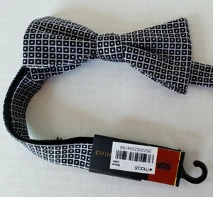 Countess Mara 100% Silk Back & White Geometric Square Self Tied Adjustable Tie - Picture 1 of 2