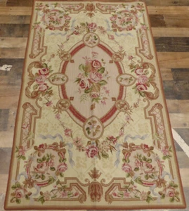 3x5 Stunning Chic French Aubusson design hand knotted wool Needlepoint area rug - Picture 1 of 7