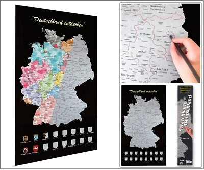 Tarjeta Rascable Alemania Mapas Políticos Distritos Países 88x44x2mm - Imagen 1 de 4