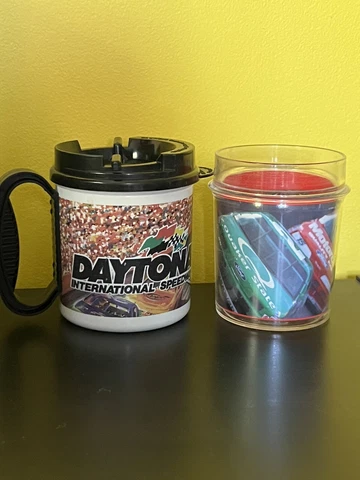 NASCAR Winston Cup Thermo Serve 1994 And Daytona Speedway Whirley Tumbler W Lid Cover