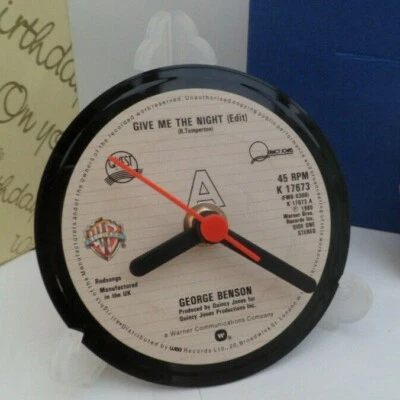 GEORGE BENSON CLOCK Desk Side Table Top Upcycled Vinyl Record Hit Single Size 4" - Image 1 of 4