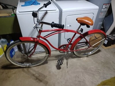 Columbia Clipper 气球轮胎自行车男式 26 沙滩巡洋舰自行车全原装红色 — 第 1/4 张图片