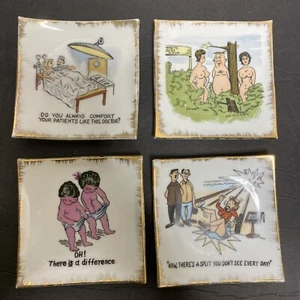 De colección 4 Bradley Exclusivos Japón Adulto Humor Trivet/Decoración de Pared Porcelana - Imagen 1 de 6