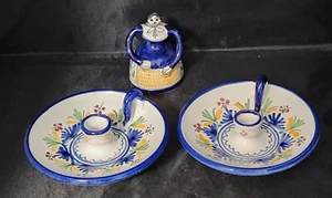 Candelabros y campana de cámara de cerámica pintada a mano de cerámica estilo Sevilla - Imagen 1 de 7