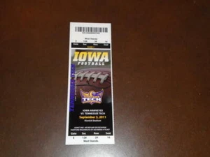 2011 TENNESSEE TECH AT IOWA HAWKEYES COLLEGE FOOTBALL FULL TICKET NEAR MINT - Picture 1 of 2