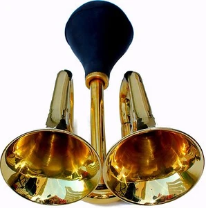 DEURA DOUBLE BELL BRASS BULB HORN vintage antique old car taxi clown bulb - Picture 1 of 1