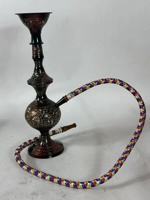 Copper & Brass Handcrafted Islamic Lacquer Painted Hookah Pot With Pipe - Image 1 of 4