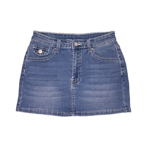 Shein Y2K Blue Jean Skirt Short Women's Size Medium Brand New Stretchy Pockets - Picture 1 of 5